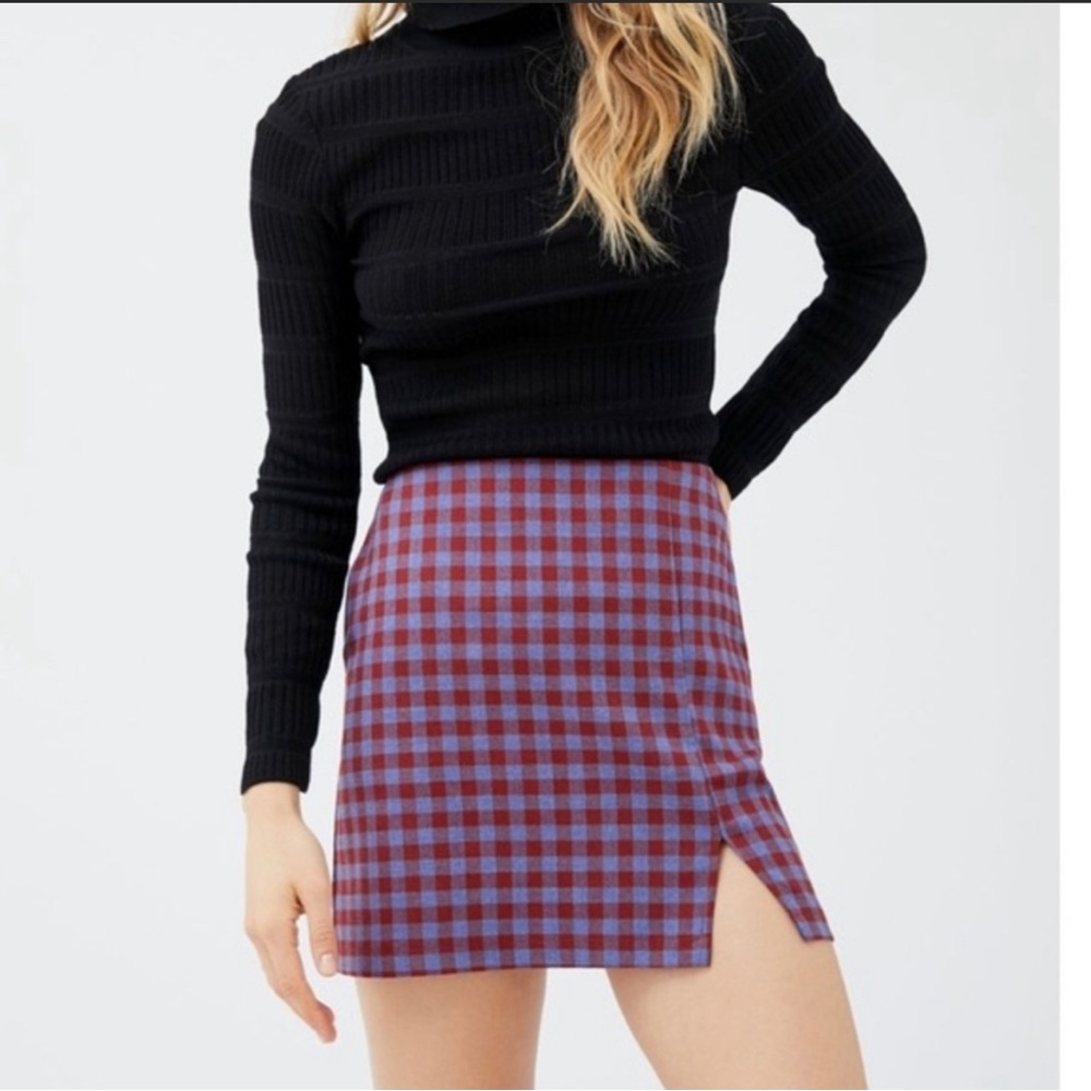 NWT UO Darren Notch Mini Skirt in plaid with pockets